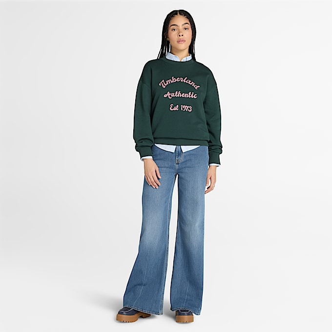 Pantaloni Svasati in Denim da Donna in beige