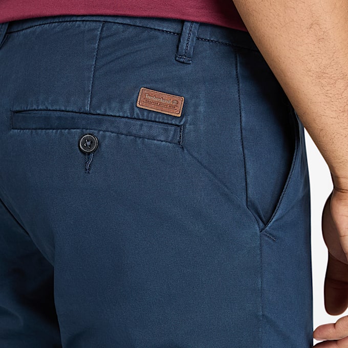 Pantalon chino droit en sergé Claremont pour homme en bleu foncé