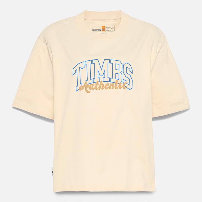 Timberland® Varsity Kurzarm-T-Shirt mit Grafik für Damen in Beige