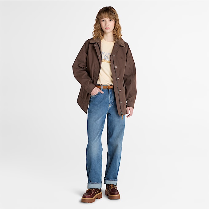 Timberland® Varsity Kurzarm-T-Shirt mit Grafik für Damen in Beige