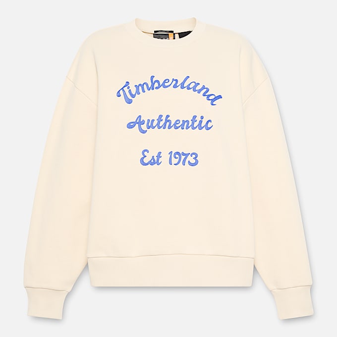 Sweatshirt mit Rundhalsausschnitt und gebürstetem Rücken für Damen in Beige