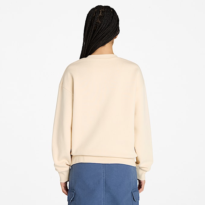 Sweatshirt mit Rundhalsausschnitt und gebürstetem Rücken für Damen in Beige