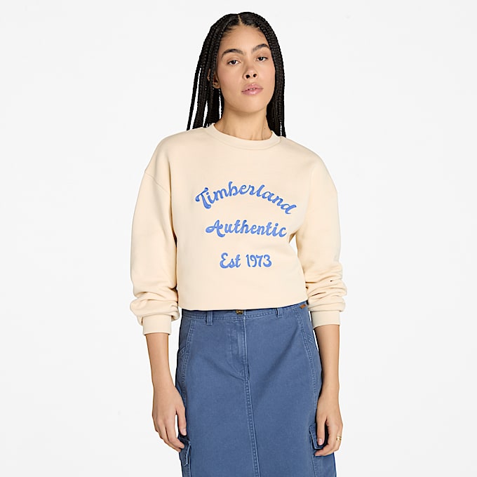 Sweatshirt mit Rundhalsausschnitt und gebürstetem Rücken für Damen in Beige - 1