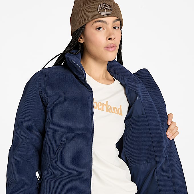 Wasserdichte Welch Mountain Cord-Steppjacke für Damen in Dunkelblau