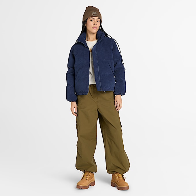 Wasserdichte Welch Mountain Cord-Steppjacke für Damen in Dunkelblau