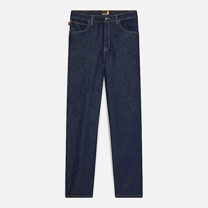 Pantaloni a Gamba Dritta in Denim da Donna in blu scuro