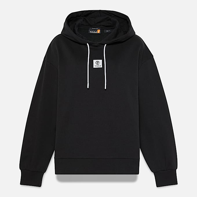 Loopback-Hoodie mit Stack-Logo für Damen in Schwarz