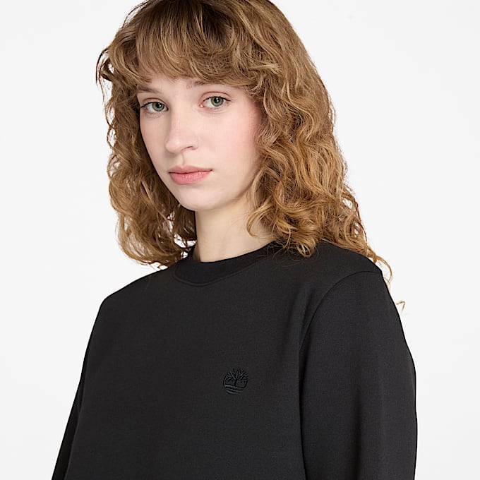 Exeter River Sweatshirt mit gebürsteter Rückseite und Rundhalsausschnitt für Damen in Schwarz