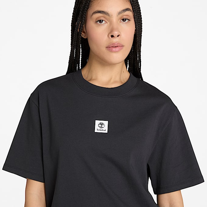 T-shirt Timberland® à manches courtes et logo en relief pour femme en noir