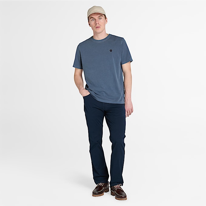 T-shirt a Maniche Corte Tinta in Capo Dunstan River da Uomo in blu scuro