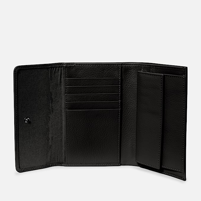 Leather Wallet with Snap Flap in Black