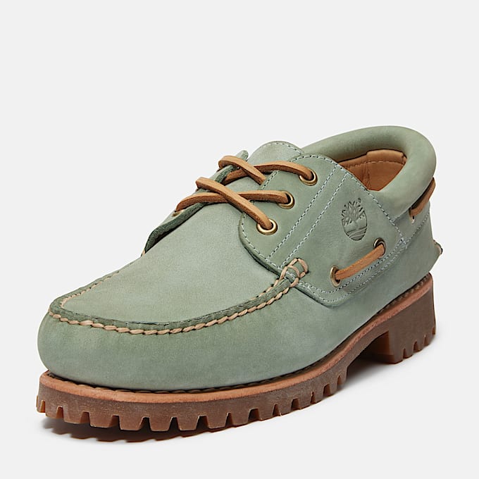 Sapato de Vela Cosido à Mão com Reentrâncias e 3 Ilhós Timberland® Authentic em Verde