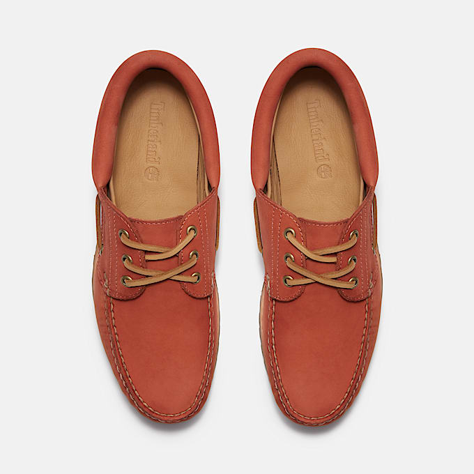 Sapato de Vela Cosido à Mão com Reentrâncias e 3 Ilhós Timberland® Authentic em Vermelho