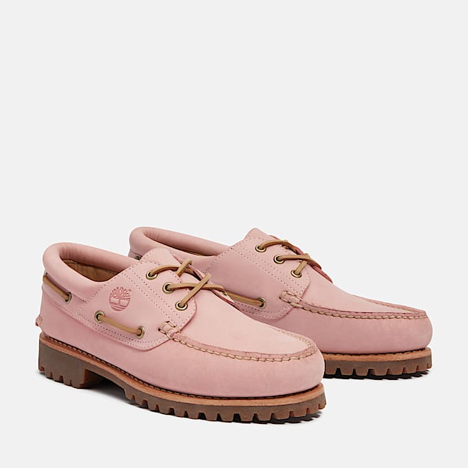 Sapato de Vela Cosido à Mão com Reentrâncias e 3 Ilhós Timberland® Authentic em Cor-de-rosa