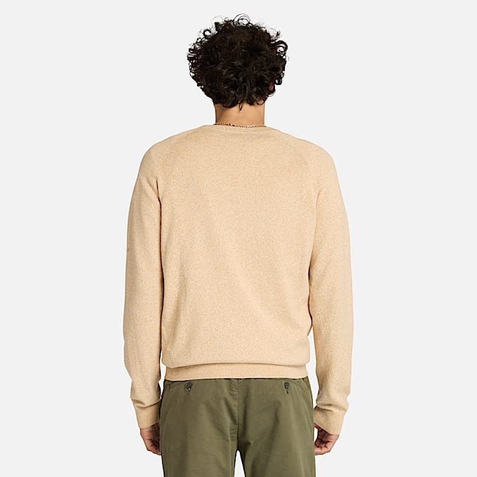 Williams River Baumwollpullover mit Raglanärmeln und Rundhalsausschnitt für Herren in Beige