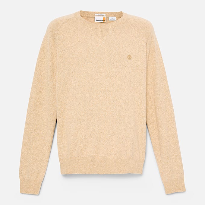 Williams River Baumwollpullover mit Raglanärmeln und Rundhalsausschnitt für Herren in Beige