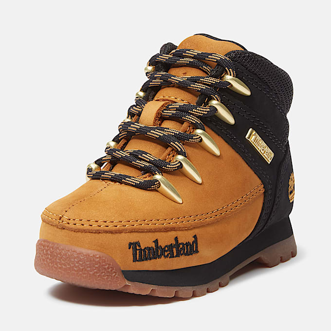 Euro Sprint Mid Lace-Up Boot for Toddler in Black & Yellow
