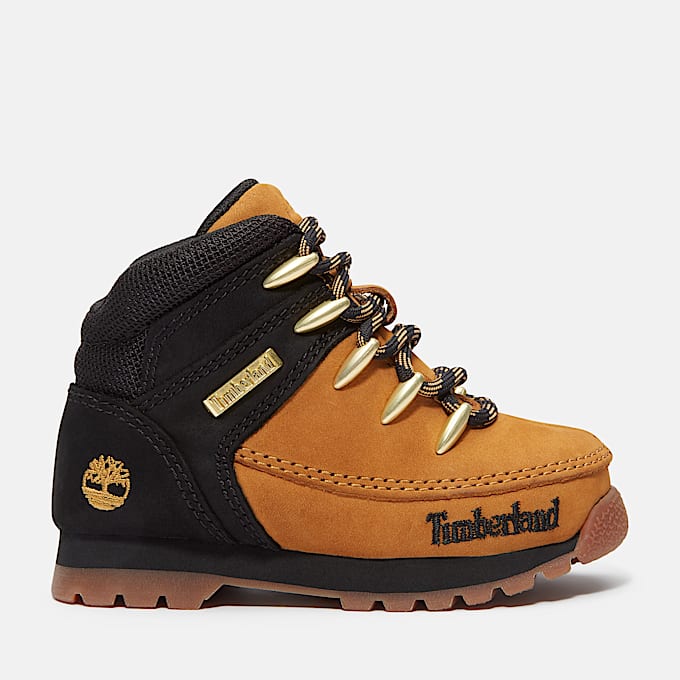 Euro Sprint Mid Lace-Up Boot for Toddler in Black & Yellow - 1