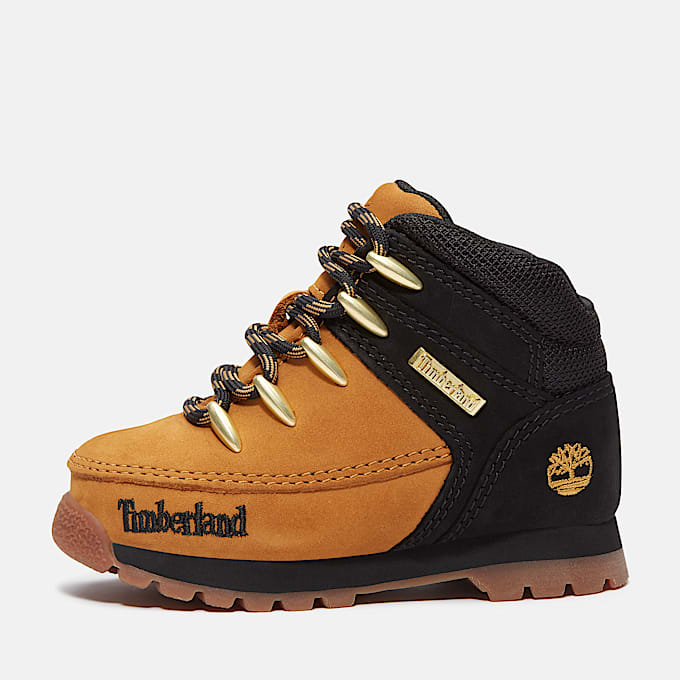 Euro Sprint Mid Lace-Up Boot for Toddler in Black & Yellow