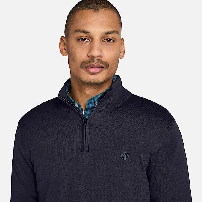 Williams River Pullover mit 1/4-Reißverschluss für Herren in Dunkelblau