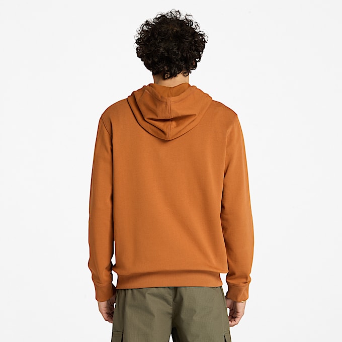 Hoodie van loopbacktricot met geborduurd 'Established 1973'-logo voor heren in bruin