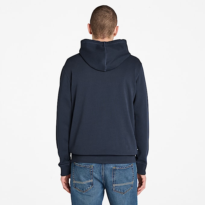 Hoodie van loopbacktricot met geborduurd 'Established 1973'-logo voor heren in donkerblauw