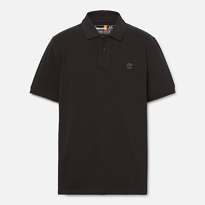 Polo en piqué à manches courtes Millers River pour homme en noir - 1