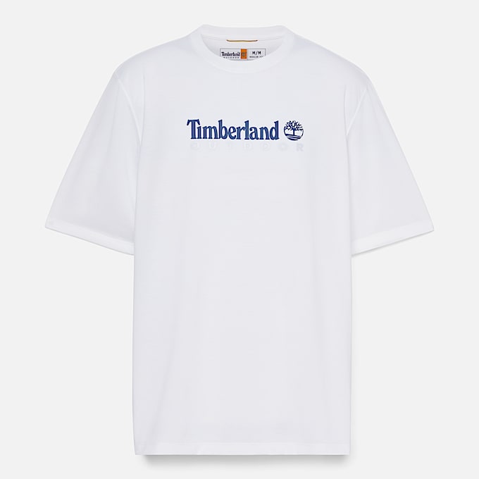 T-shirt met korte mouwen, logo en UV-bescherming voor uniseks in wit - 1
