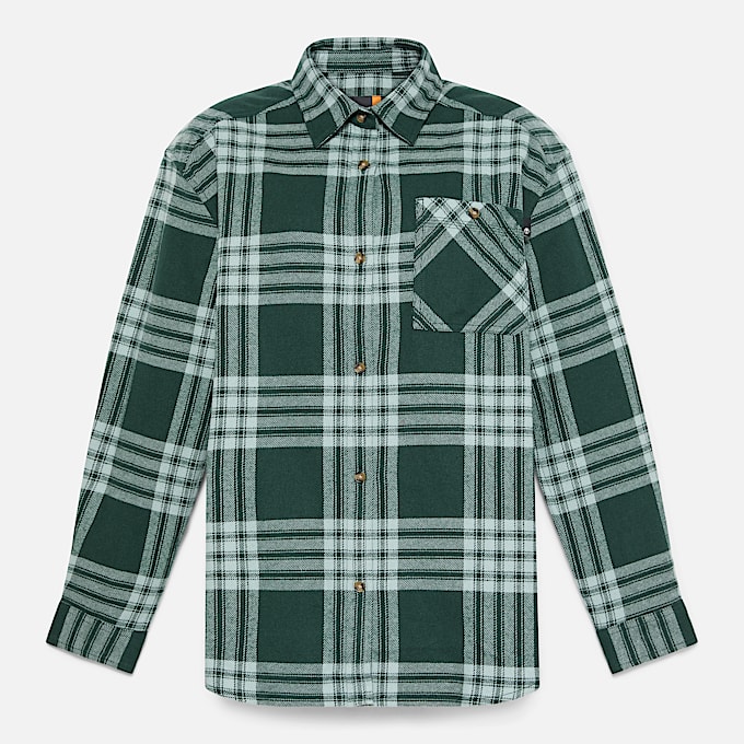 Midweight Flannel Pocket Shirt for Women in Dark Green - 1