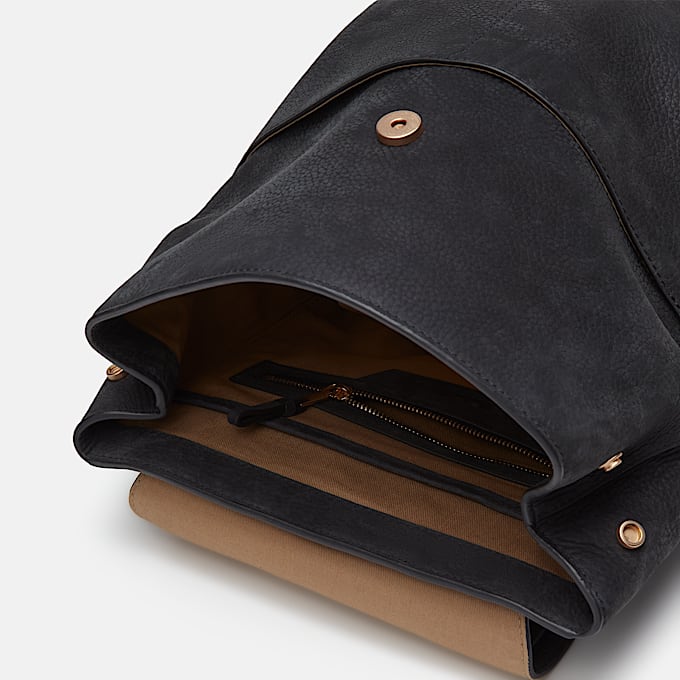 11-Liter-Rucksack aus weichem Leder in Schwarz