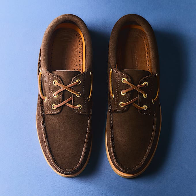 Chaussure bateau en daim Crafted pour homme en marron foncé - 1