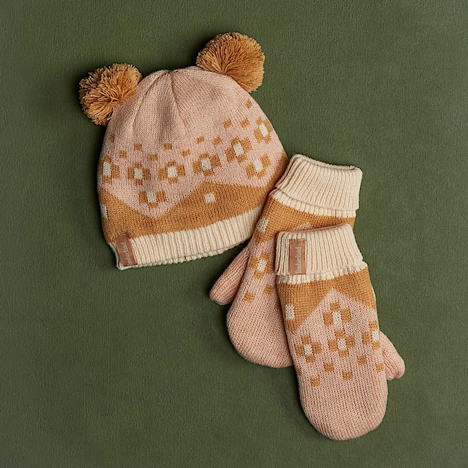 Fair-Isle-Set für Kinder in Pink - 1