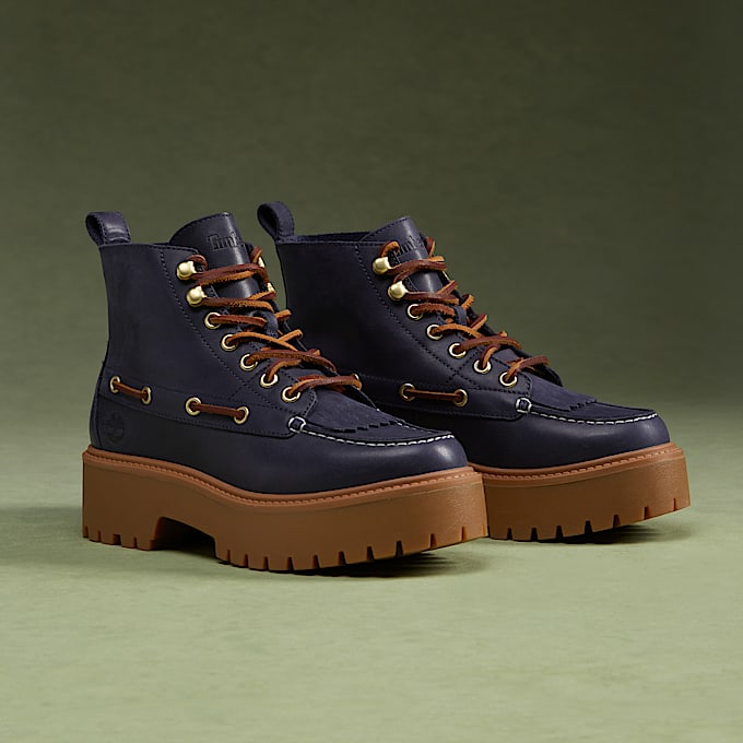 Stone Street Platform Kiltie Boot for Women in Dark Blue - 1