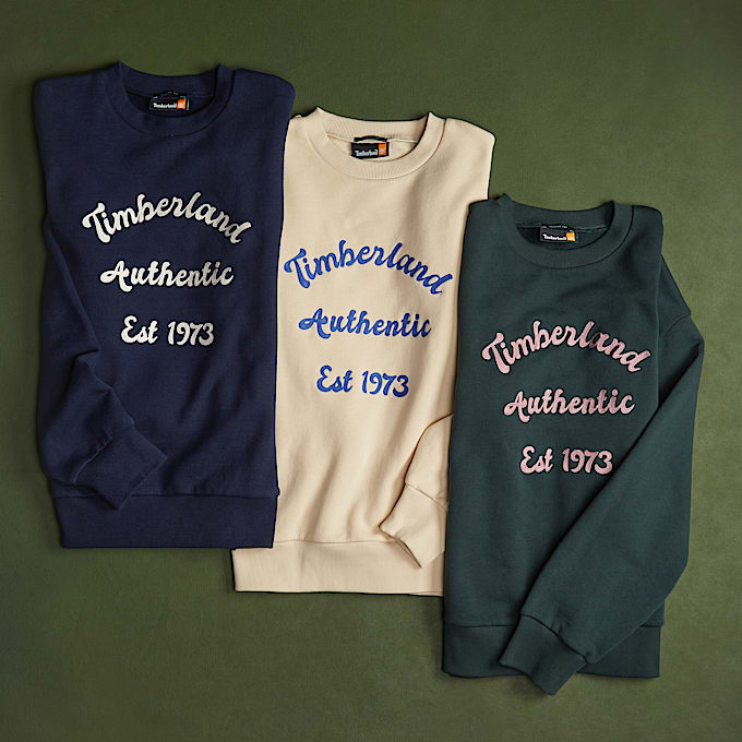 Sweat à col rond et envers brossé pour femme en bleu foncé