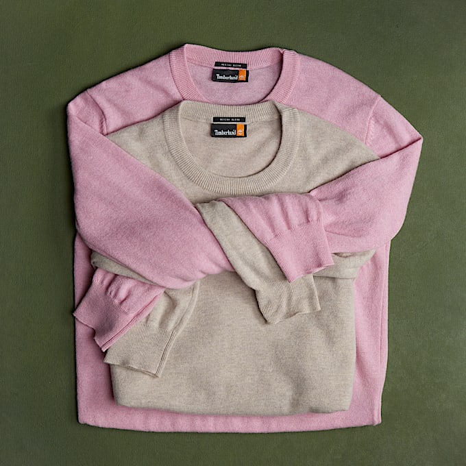 Rundhalspullover aus Merinowolle für Damen in Beige
