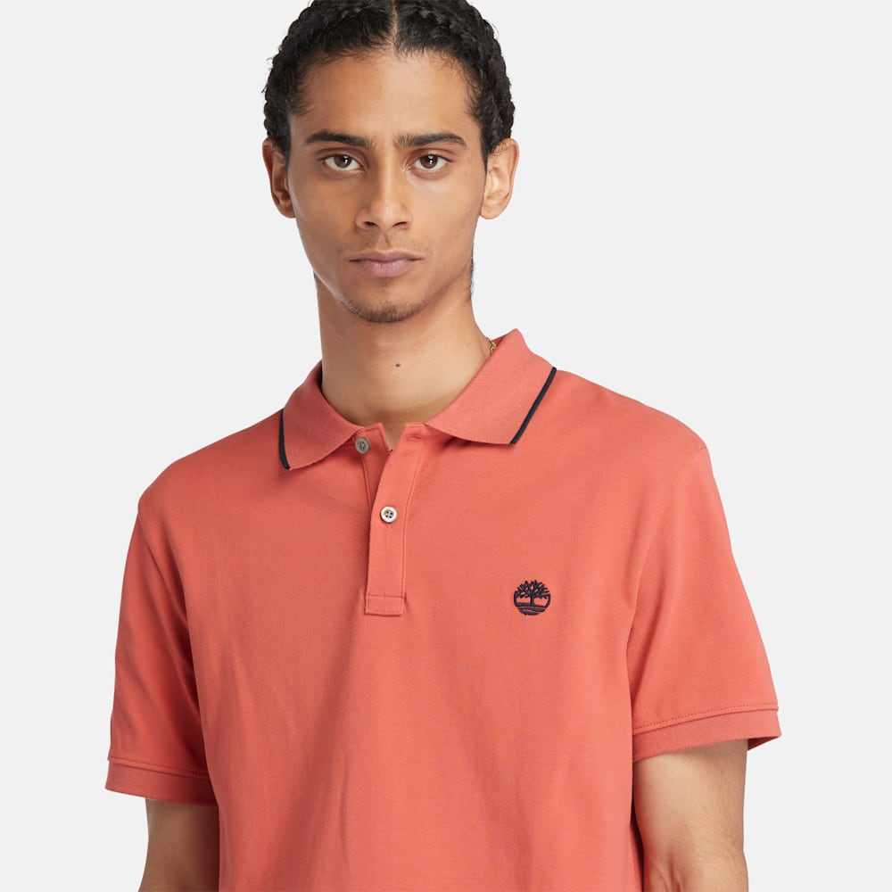 Millers River Printed Neck Polo Shirt for Men in Orange