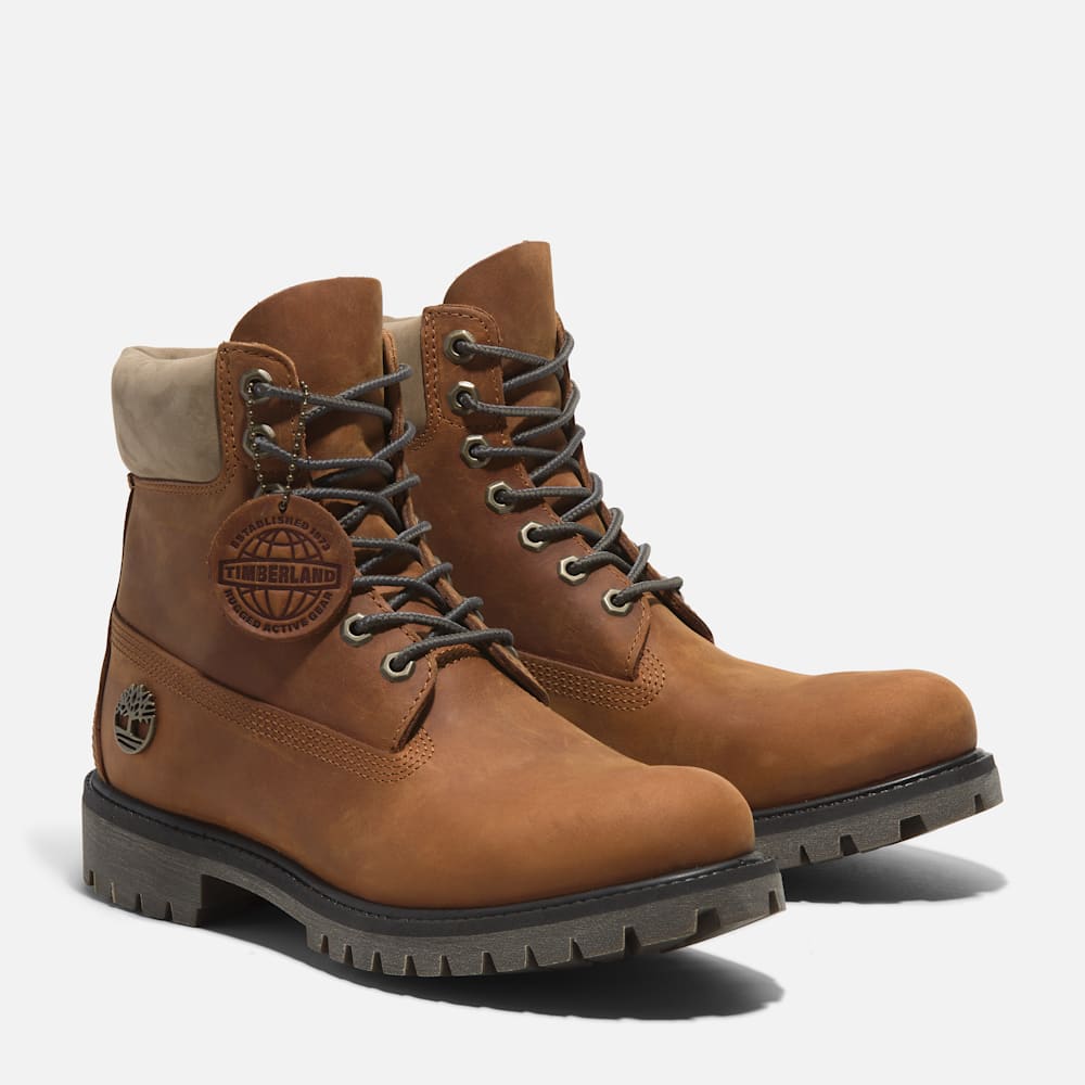 Timberland® Premium 6-Inch Lace Up Waterproof Boot for Men in Orange