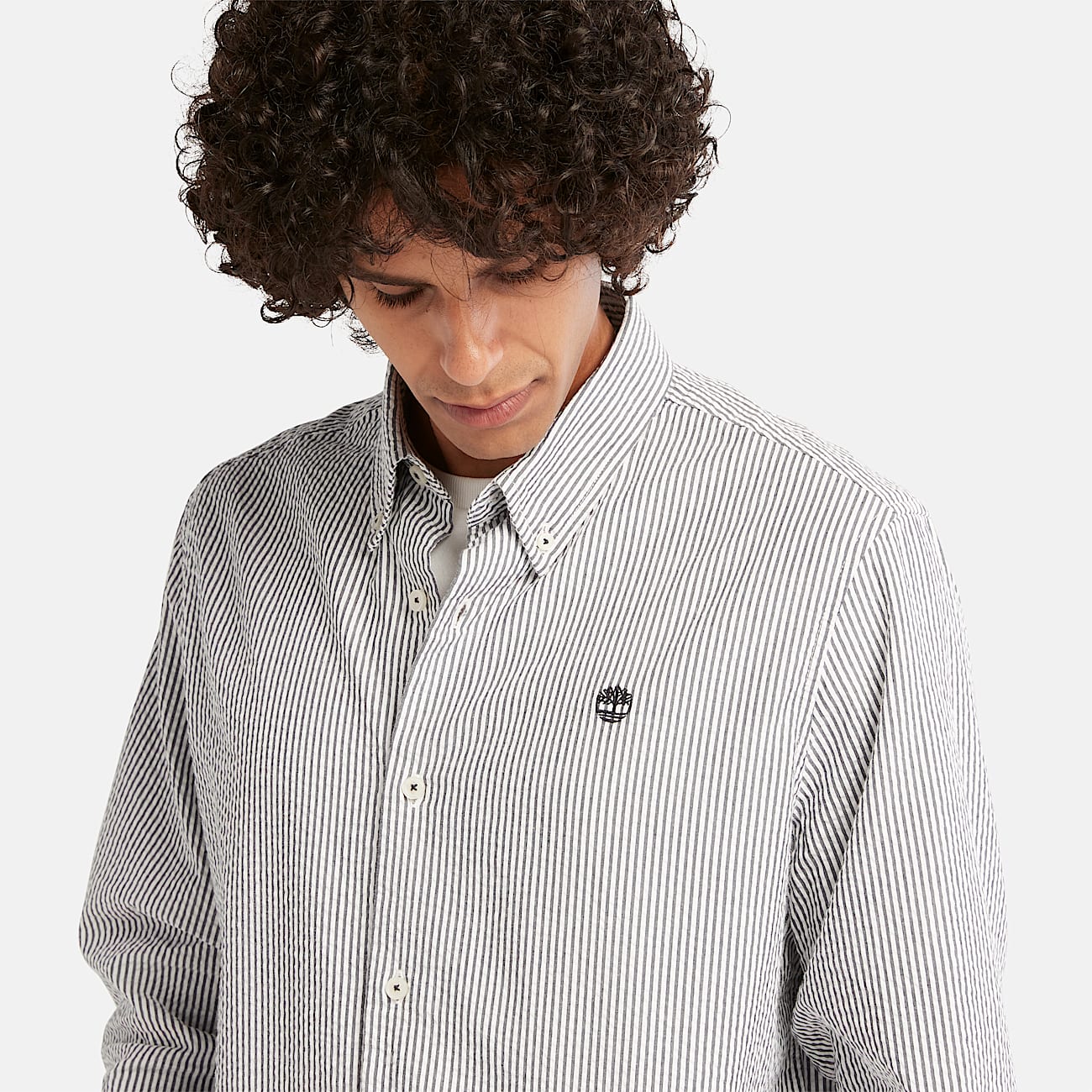 Camicia Seersucker a Maniche Lunghe a Righe da Uomo in blu scuro - 4