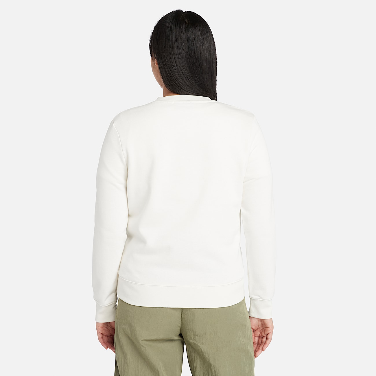 Brushed Back Crew Sweatshirt for Women in White - 4