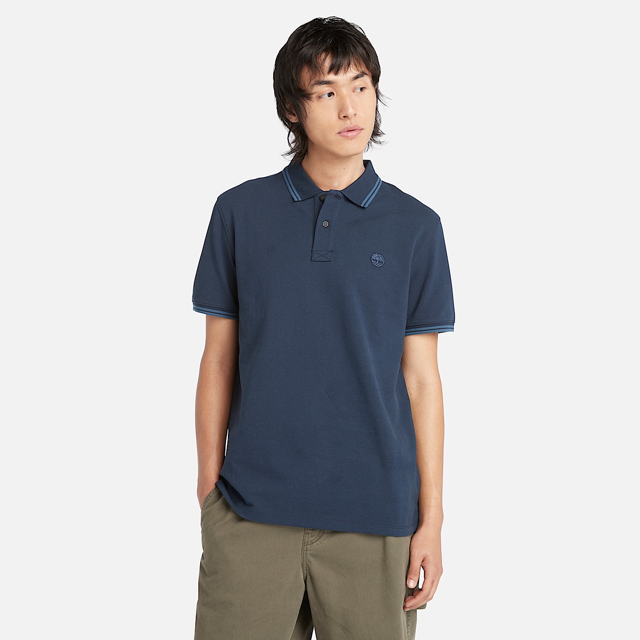 Polo en piqué avec liserés Millers River pour homme en bleu foncé - 1