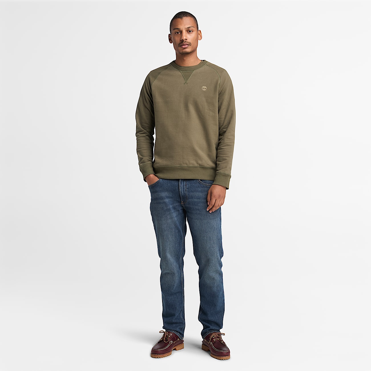 Exeter River Crewneck Sweatshirt for Men in Green/Brown - 2