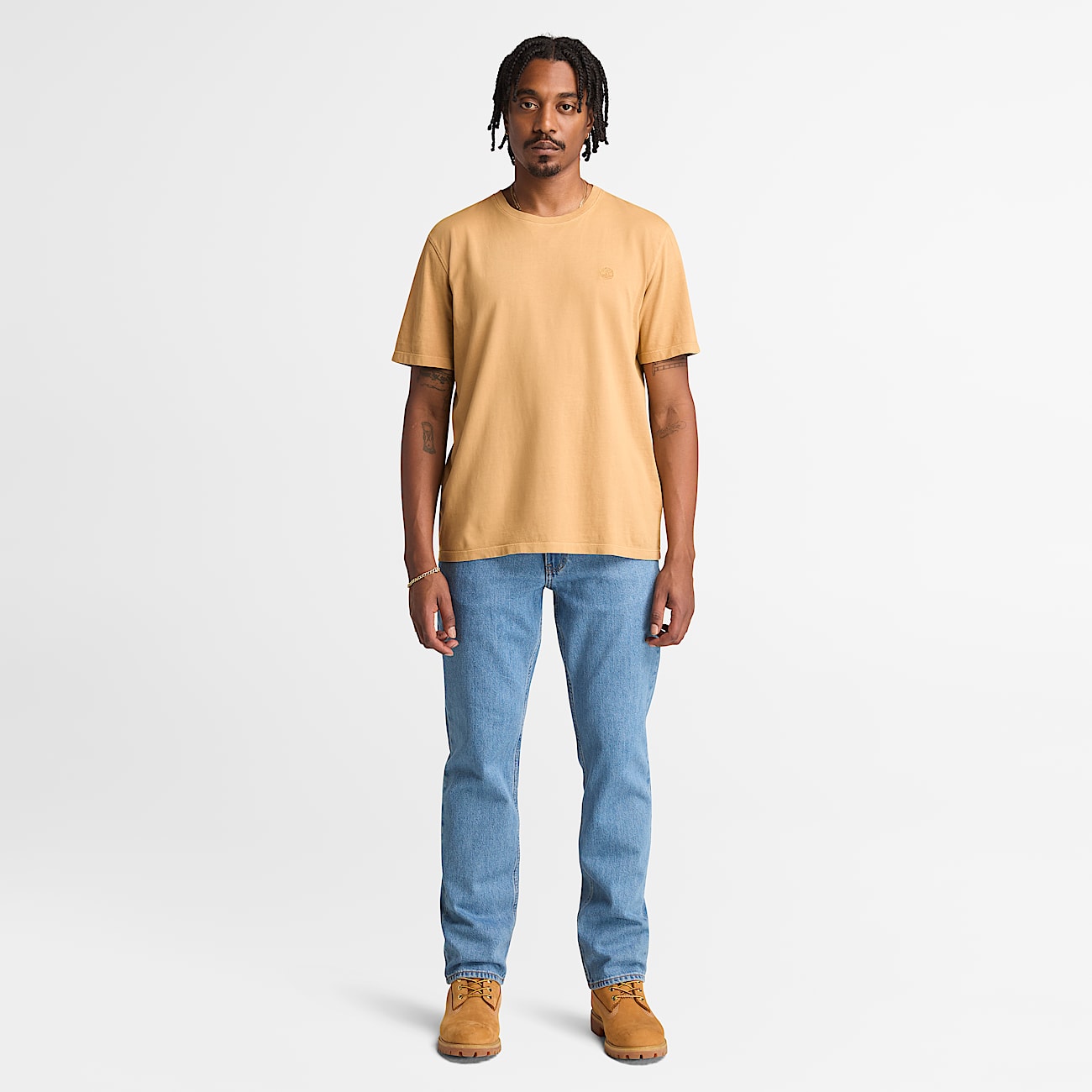 T-shirt a Maniche Corte Tinta in Capo Dunstan River da Uomo in giallo - 2