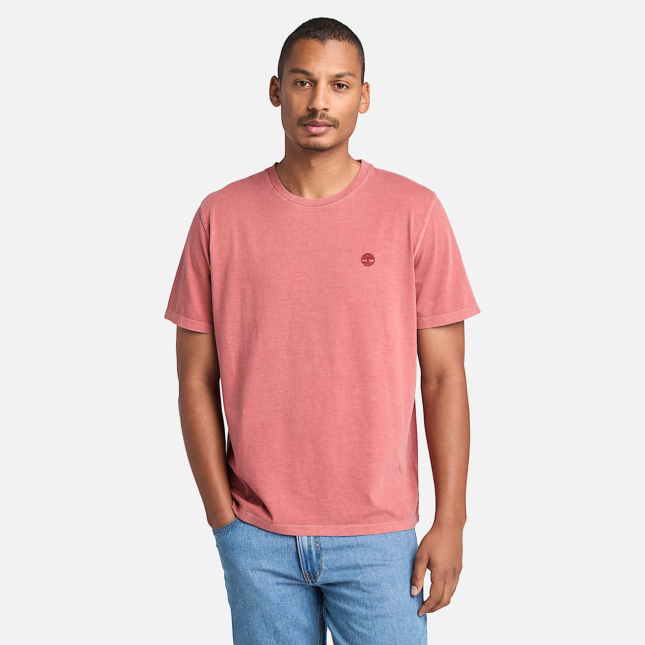 T-shirt a Maniche Corte Tinta in Capo Dunstan River da Uomo in rosso - 1