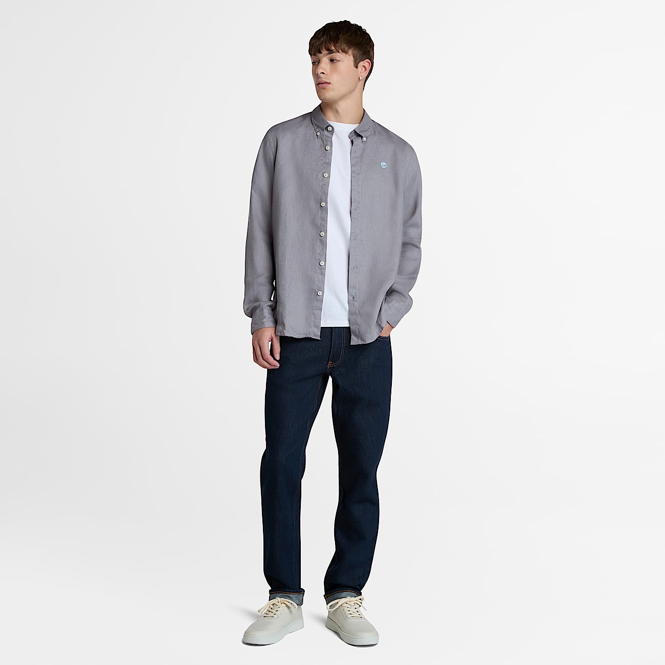 Camicia in Lino Mill Brook da Uomo in grigio - 2