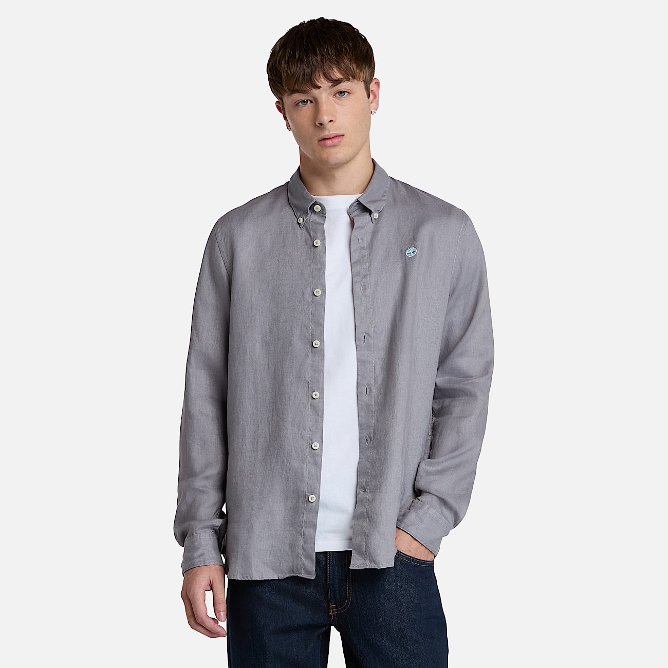 Camicia in Lino Mill Brook da Uomo in grigio - 1