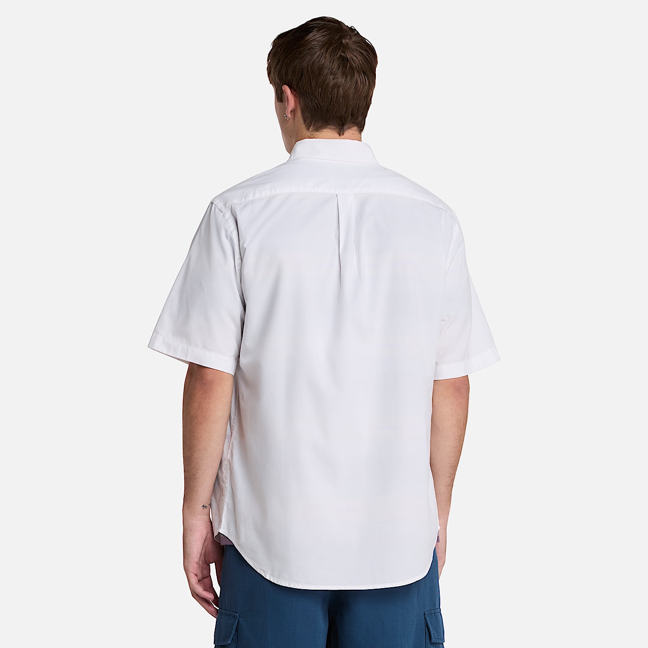 Camicia a Maniche Corte in Popeline Elasticizzato da Uomo in bianco - 5
