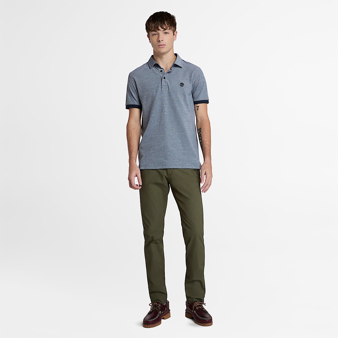 Polo de manga corta Oxford Baboosic Brook para hombre en azul oscuro - 2