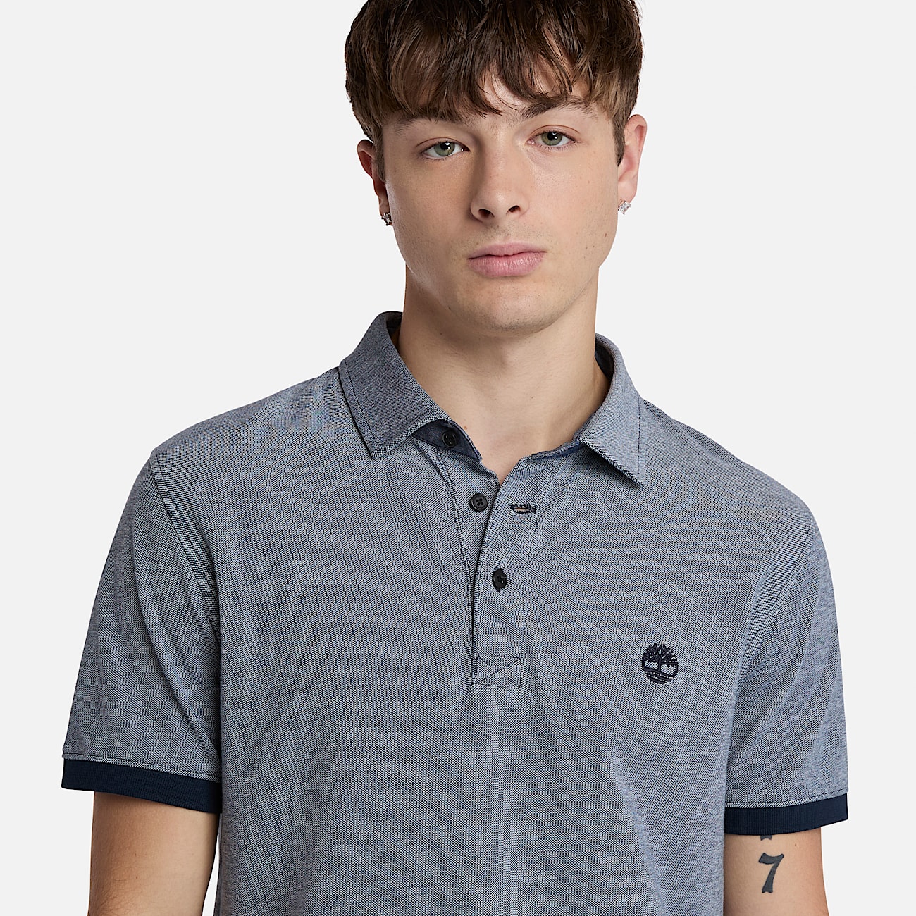 Polo de manga corta Oxford Baboosic Brook para hombre en azul oscuro - 3