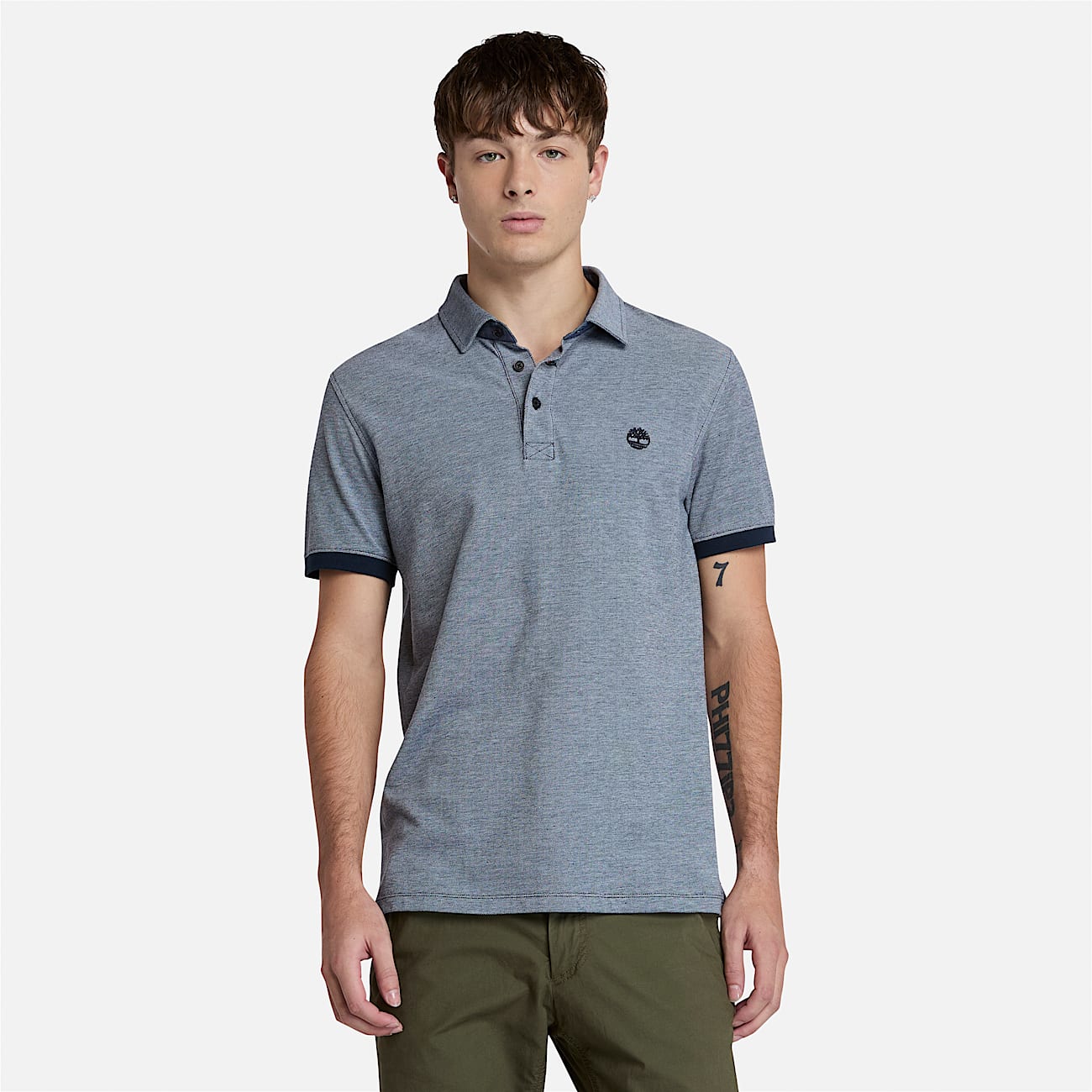 Polo de manga corta Oxford Baboosic Brook para hombre en azul oscuro - 1