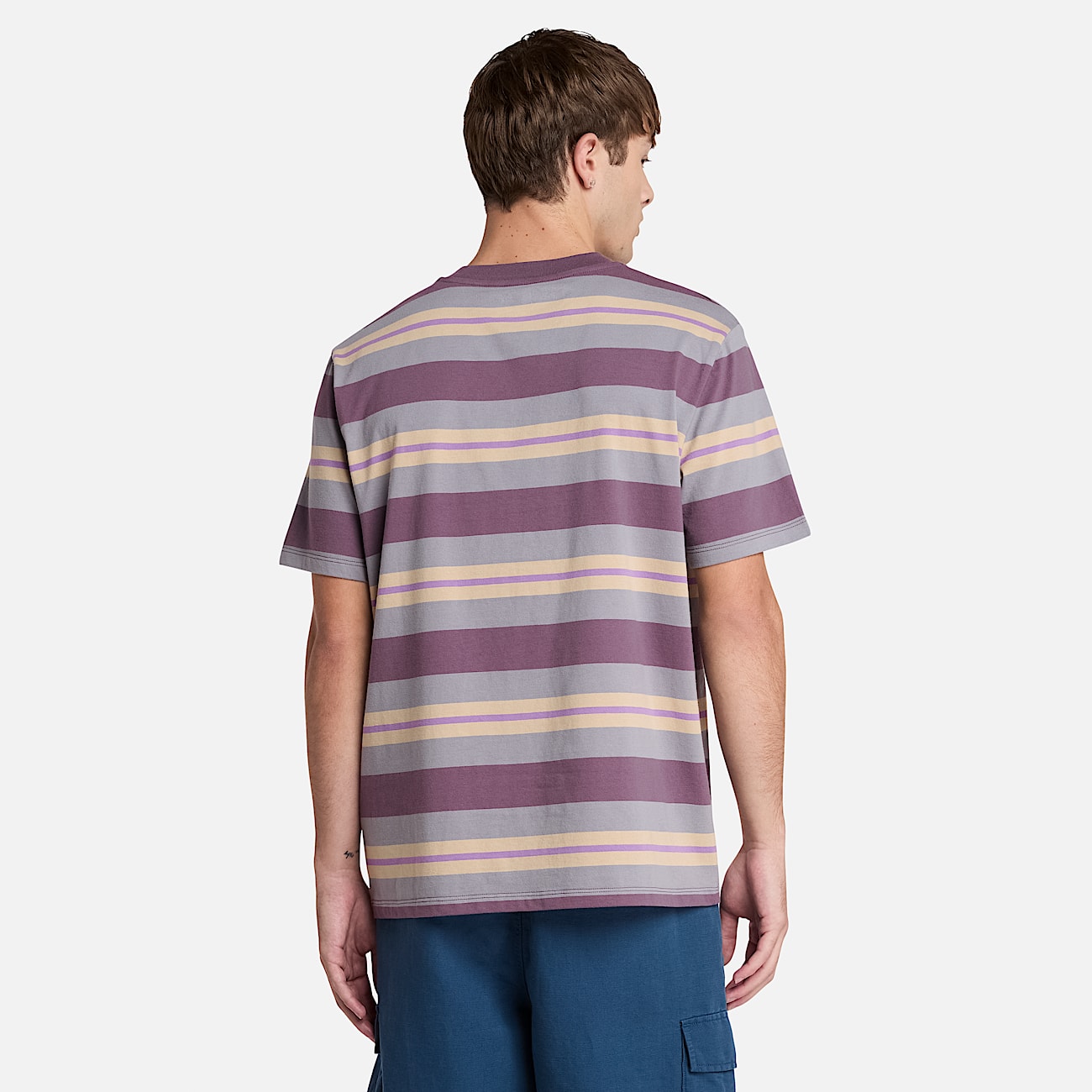 Gestreiftes T-Shirt für Herren in Violett - 4